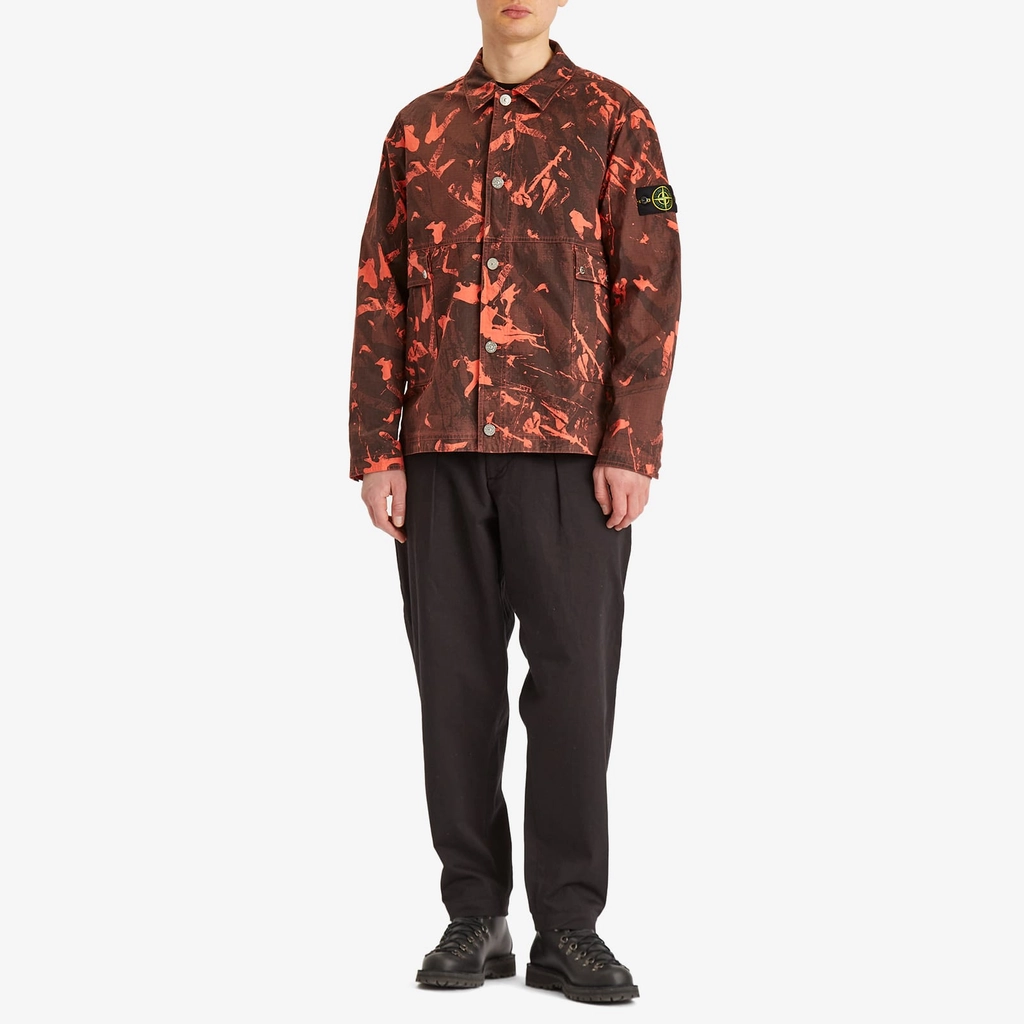 Stone Island Men's Scan Camo Ripstop-OVD Shirt Jacket Black